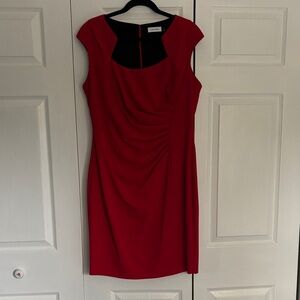 Calvin Klein Red Cap Sleeve Midi Dress